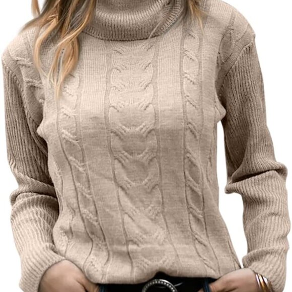 Classic Cable Knit Turtleneck Sweater - Picture 2 of 2